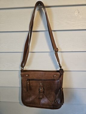 Diba True Brown Leather Crossbody Bag with Tassel
